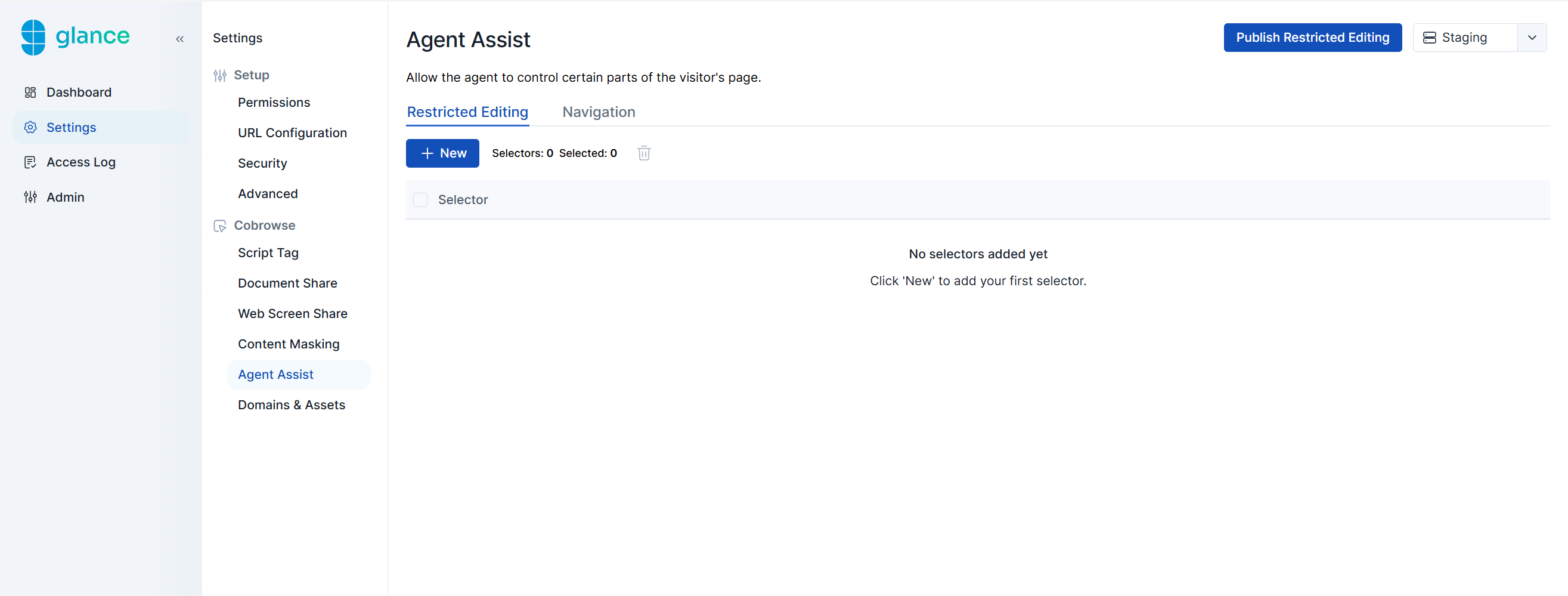 Restricted Editing configuration in Glance Portal