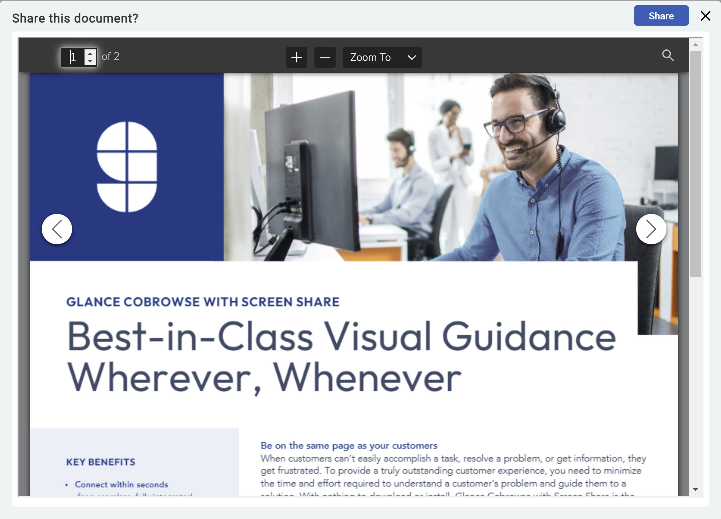 Document share preview modal