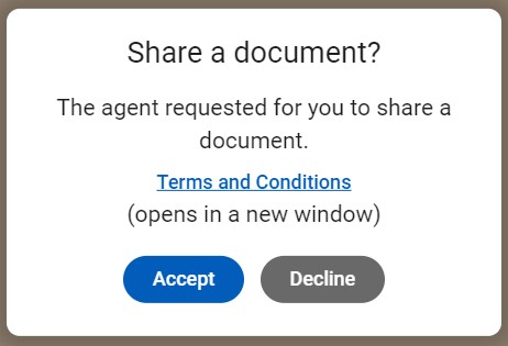 Visitor document share acceptance