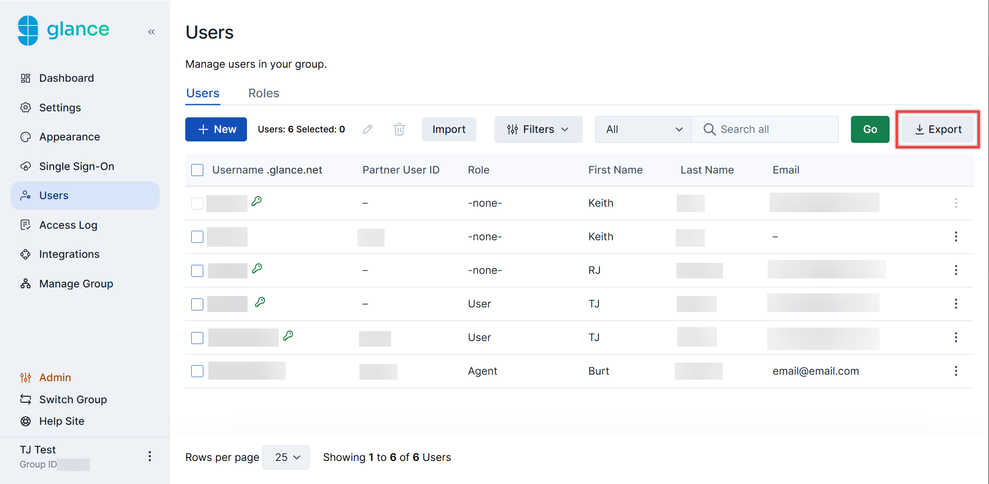 Portal Export Users