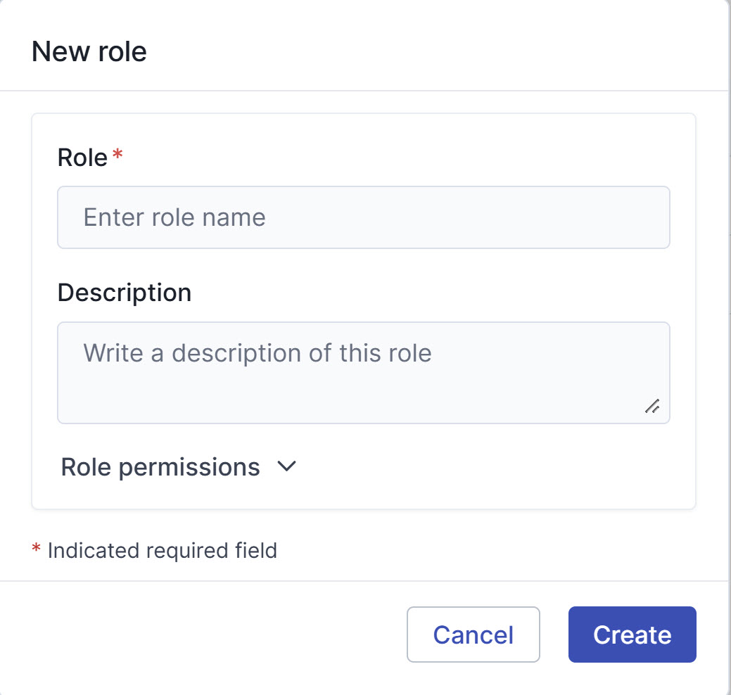 New role configuration form
