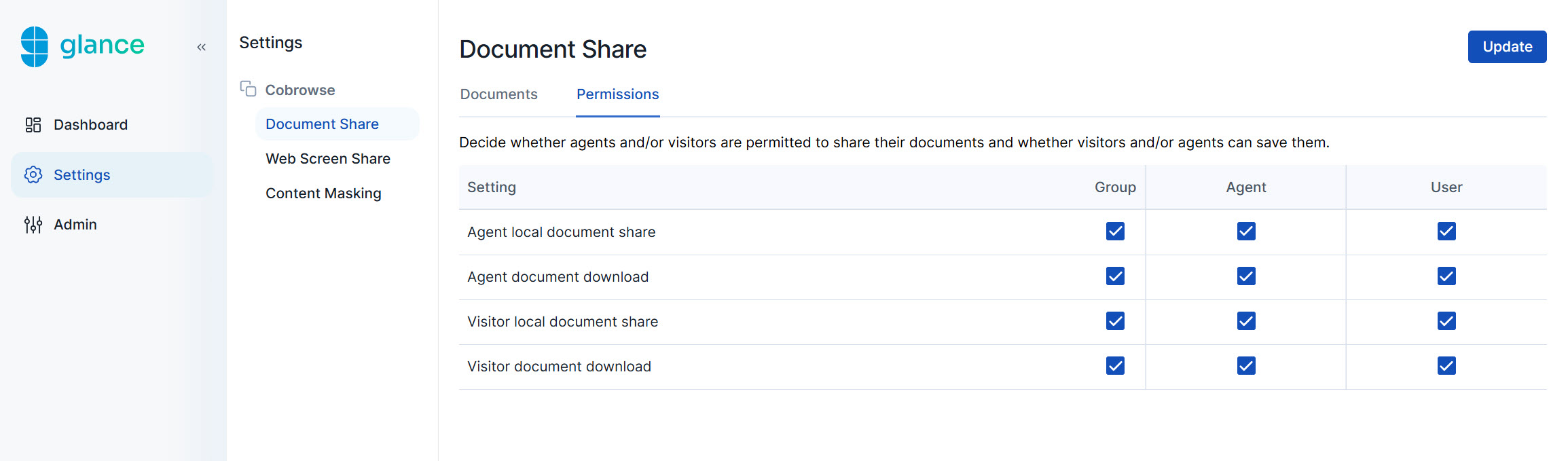 Enable document sharing in Account Management