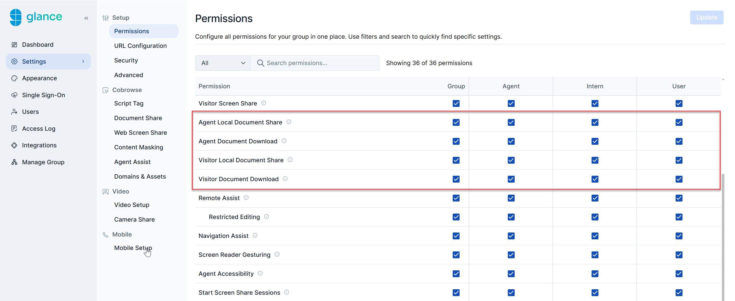 Enable document sharing in Account Management
