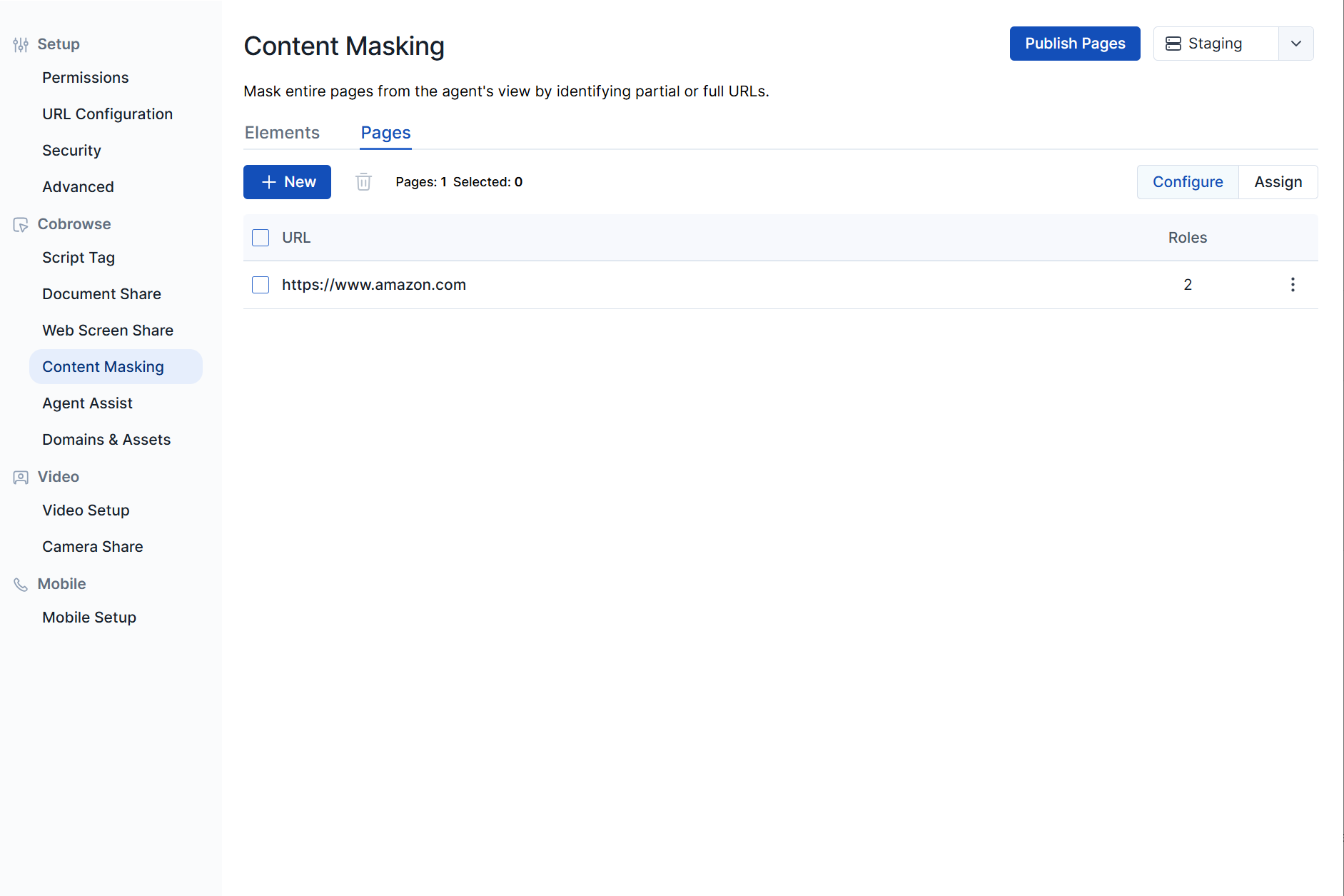 Publish Selectors button for Content Masking