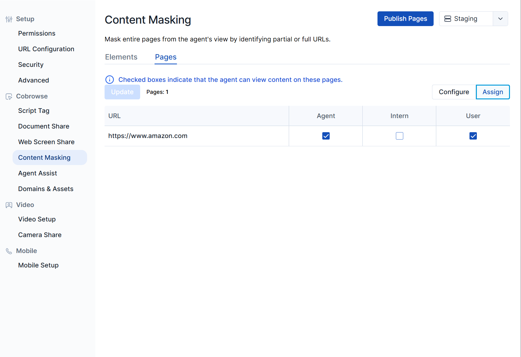 Publish Selectors button for Content Masking