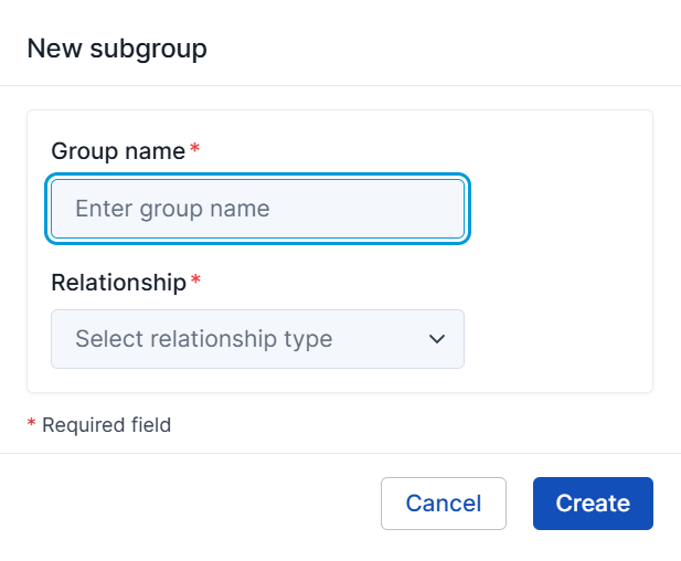Create new subgroup form