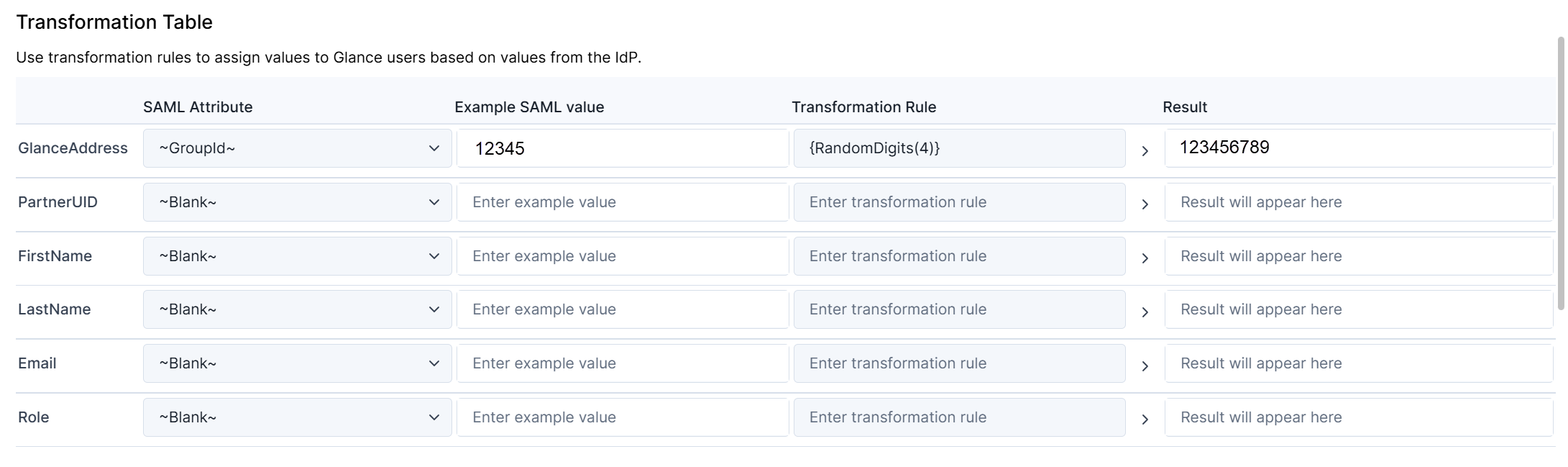 Portal SSO Transformation Rule