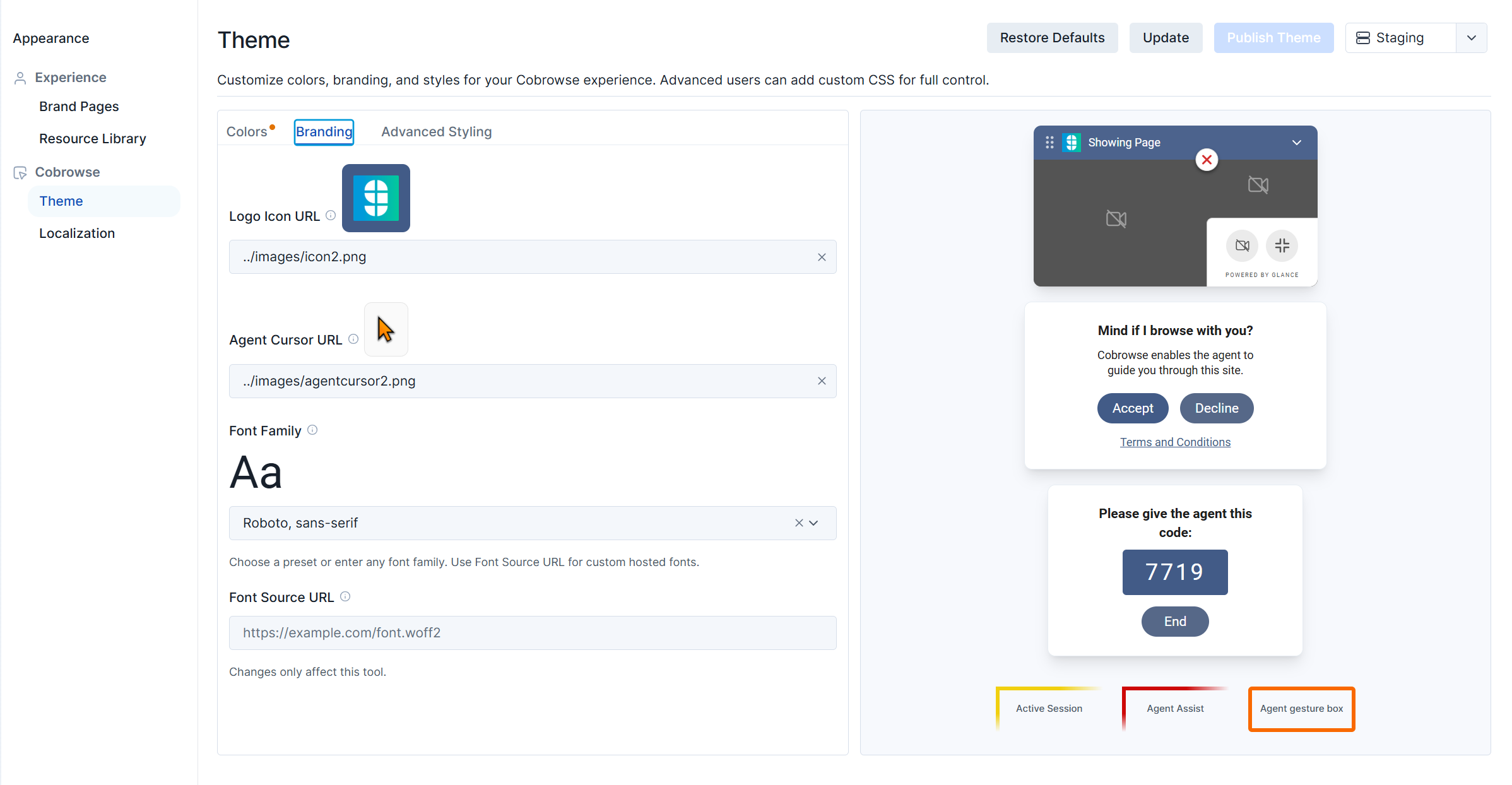 Theme branding configuration